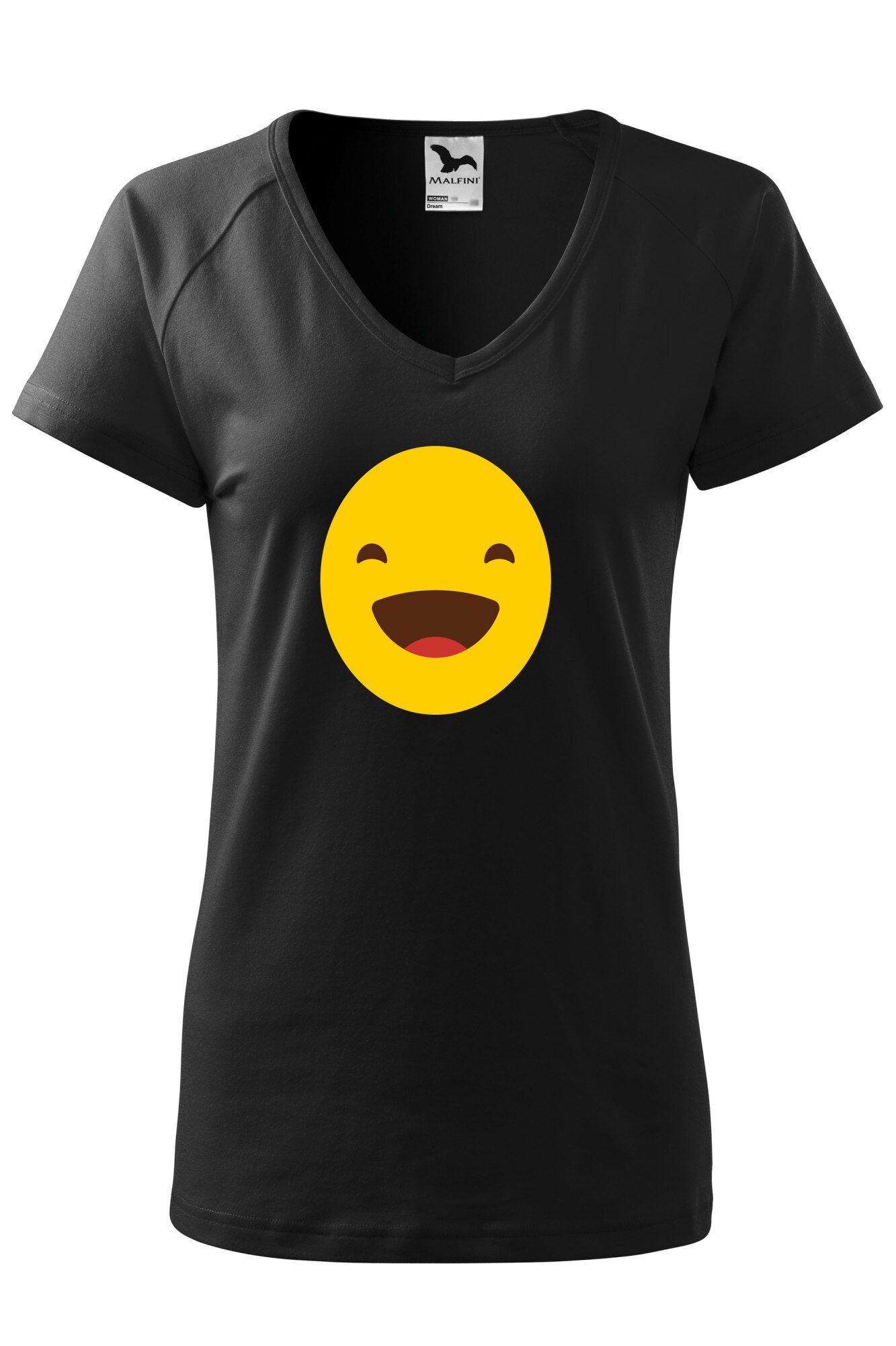 Tricou dama, Malfini, Emoji Smile Mouth Open, Negru, XS