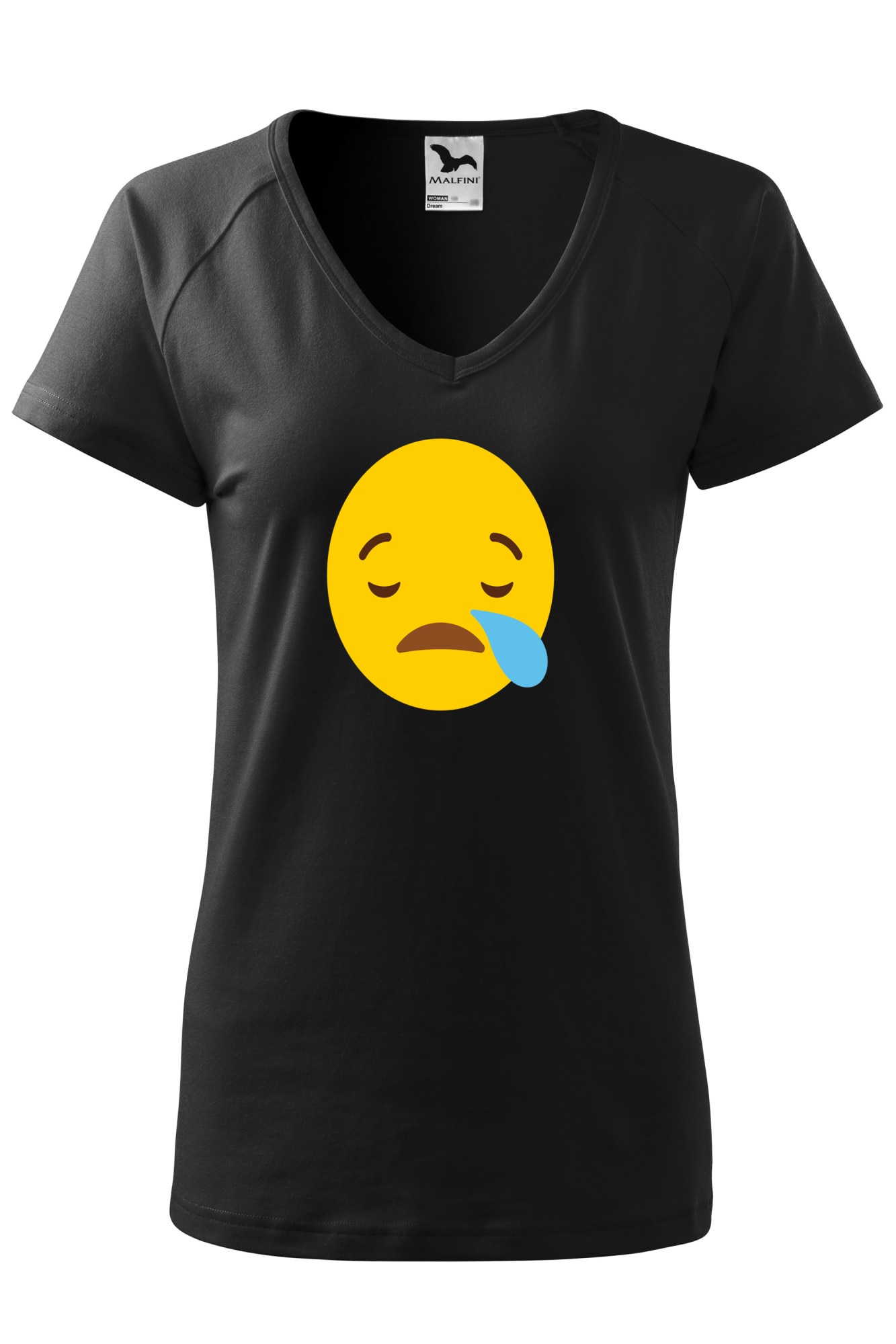 Tricou dama, Malfini, Emoji Sleeping with a Tear, Negru, XS
