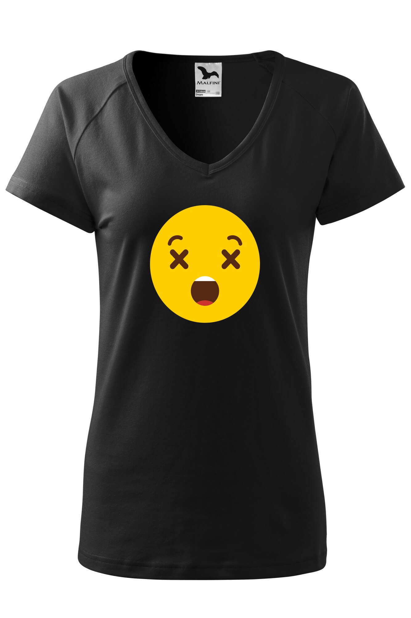 Tricou dama, Malfini, Emoji Dead Face, Negru, XS