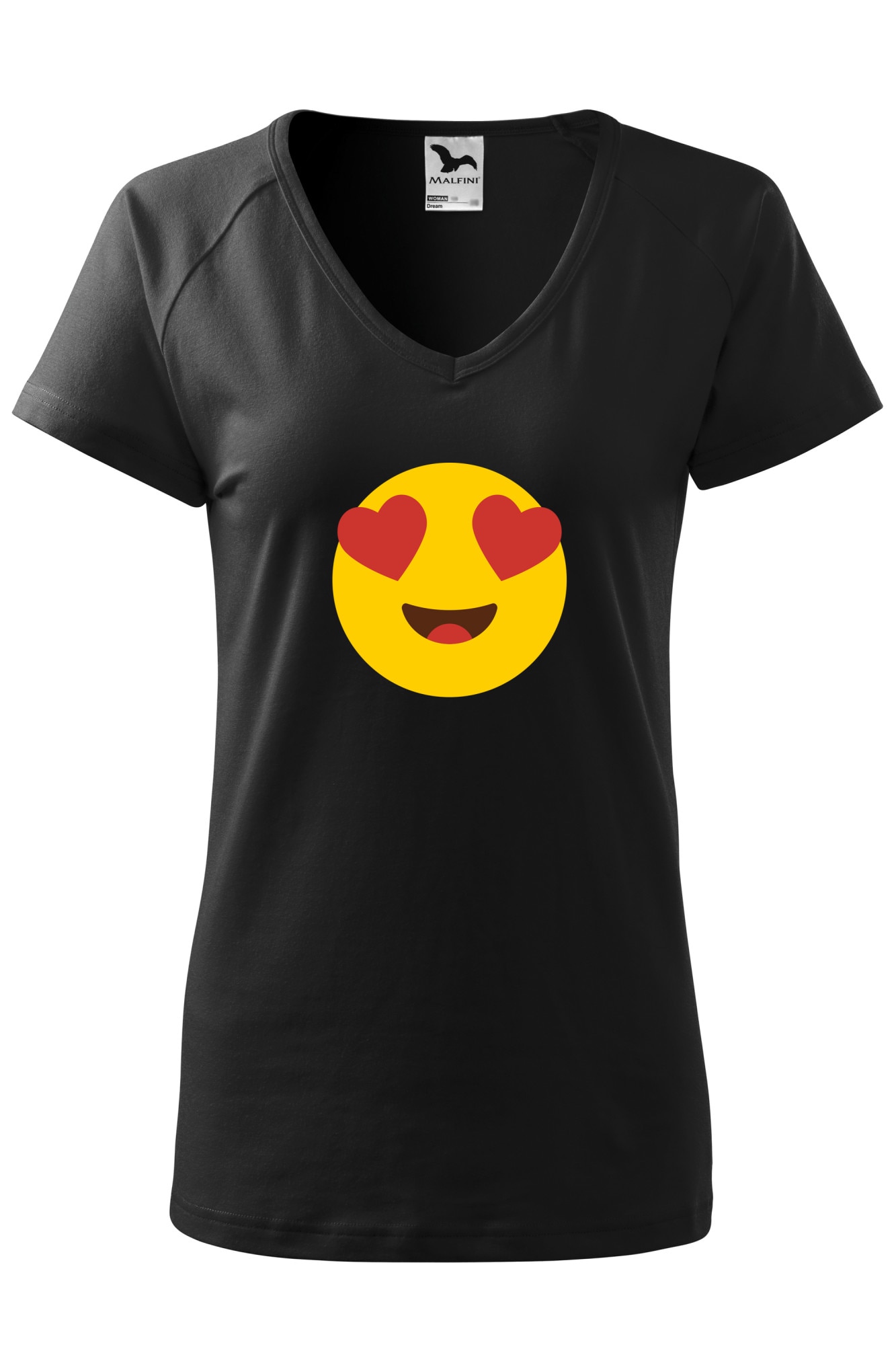 Tricou dama, Malfini, Emoji Heart Eyes Face, Negru, XS