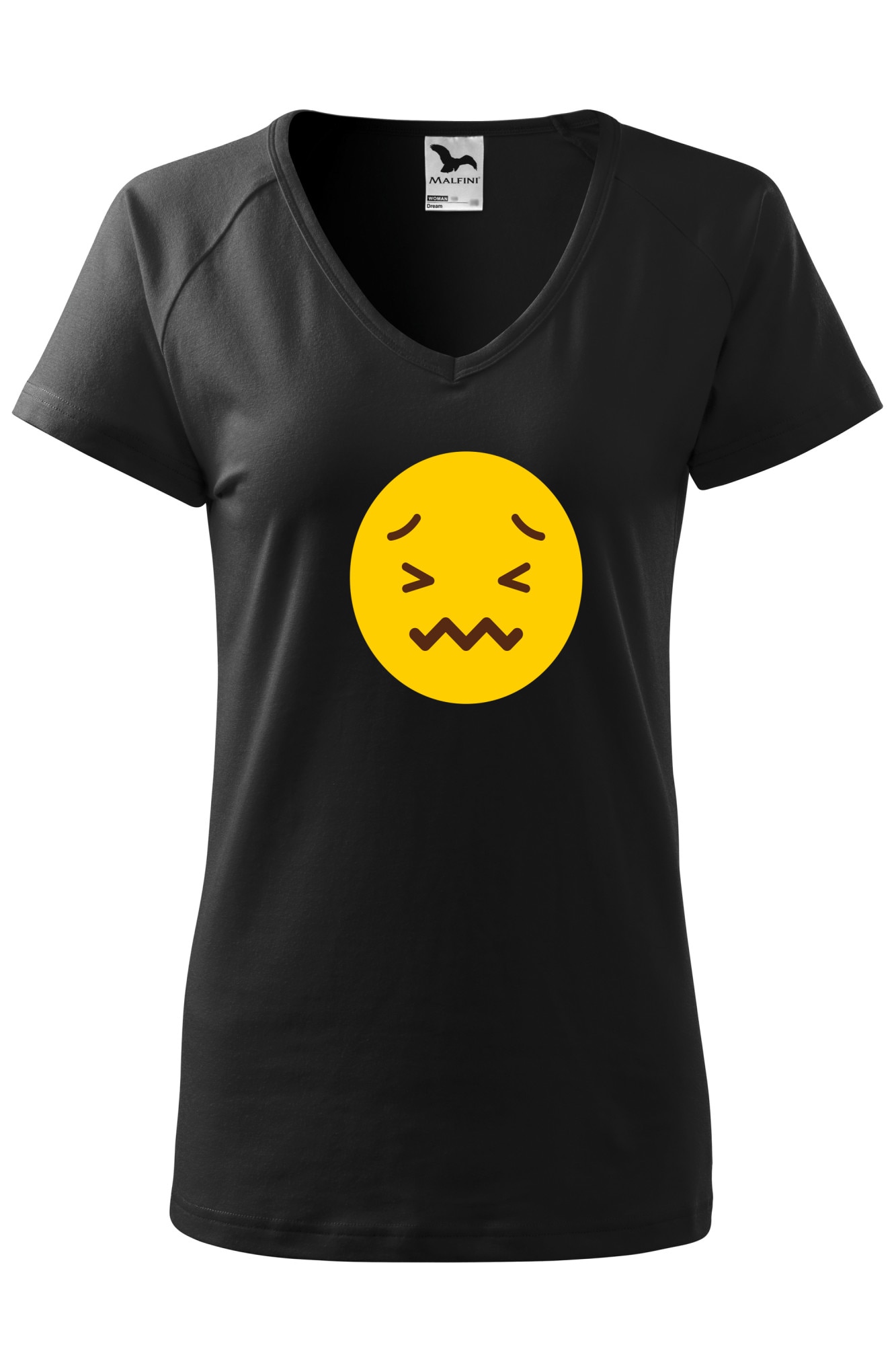 Tricou dama, Malfini, Emoji Not Feeling Good Face, Negru, XS