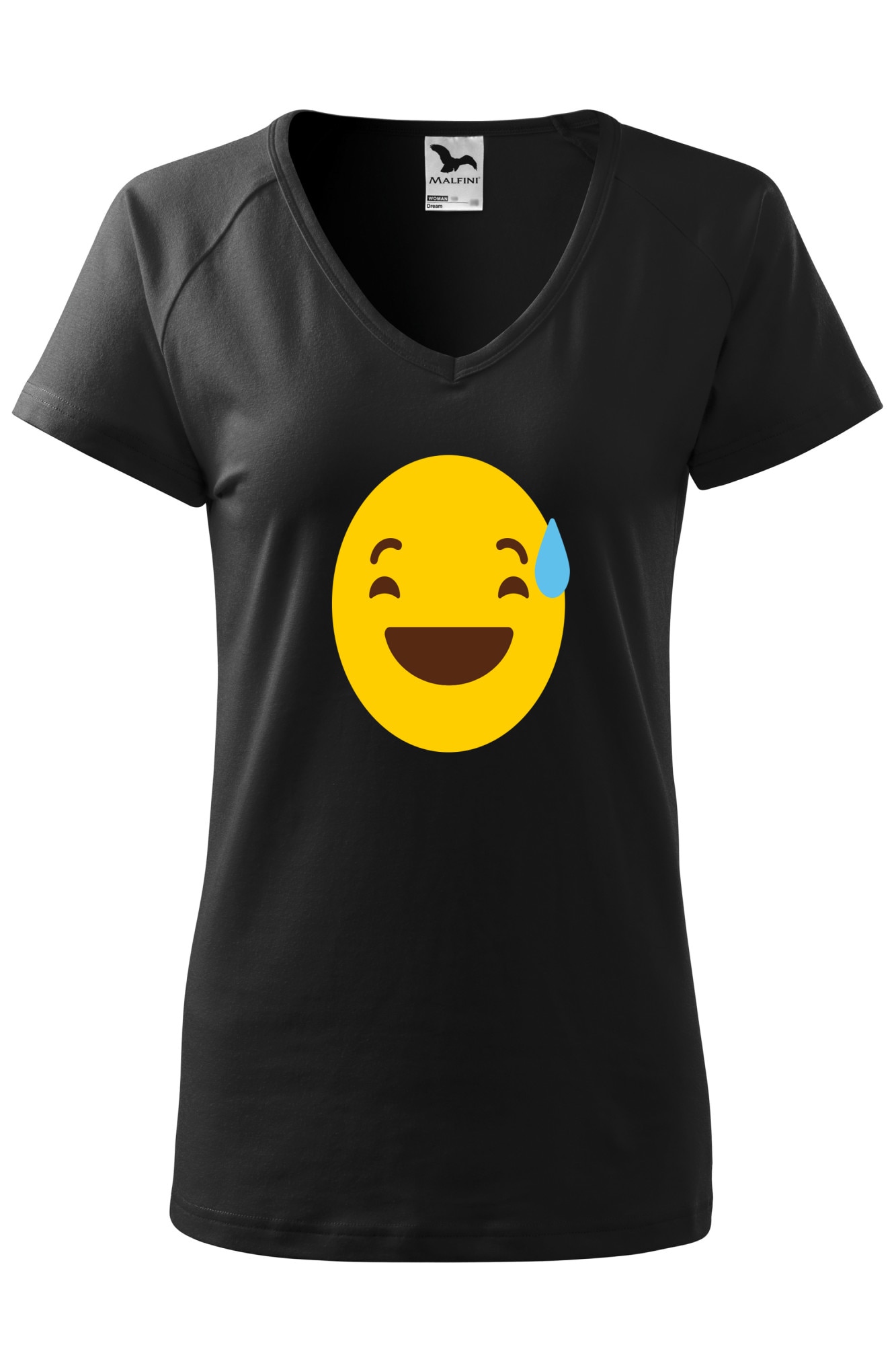 Tricou dama, Malfini, Emoji Feeling Weird Face, Negru, XS
