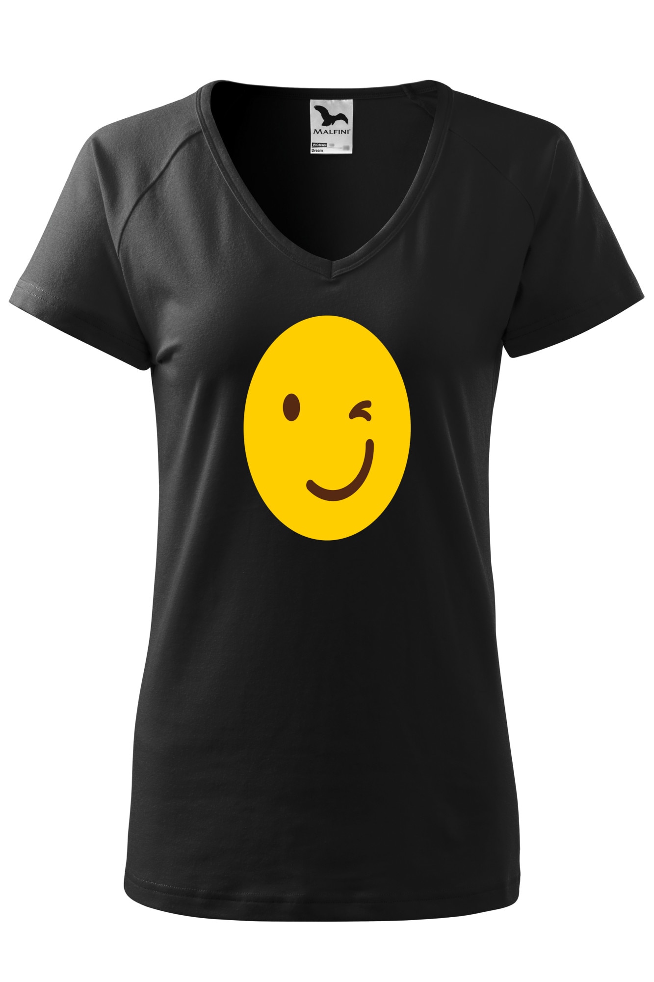 Tricou dama, Malfini, Emoji Ok Face, Negru, XS