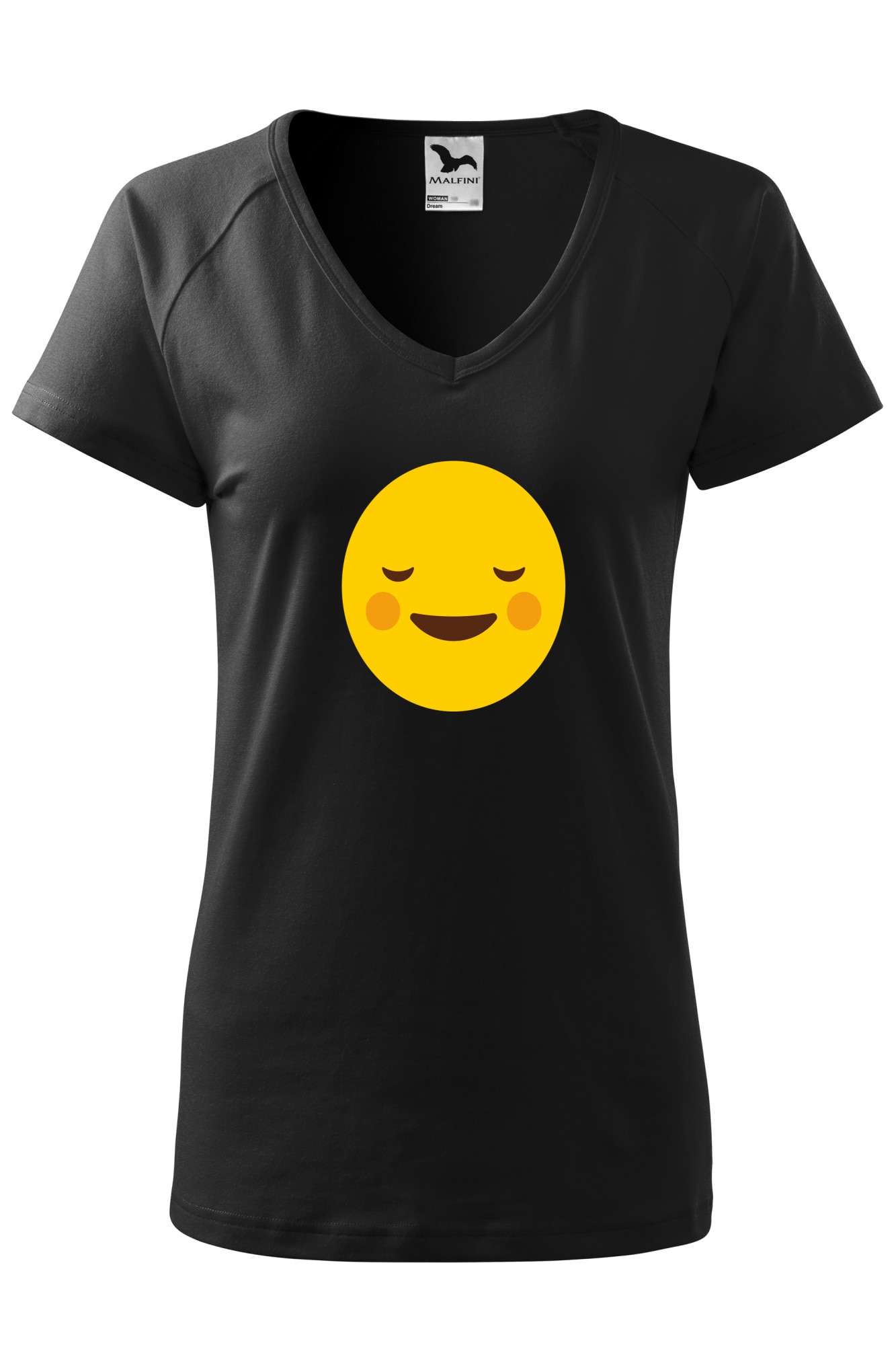 Tricou dama, Malfini, Emoji Blush Face, Negru, XS