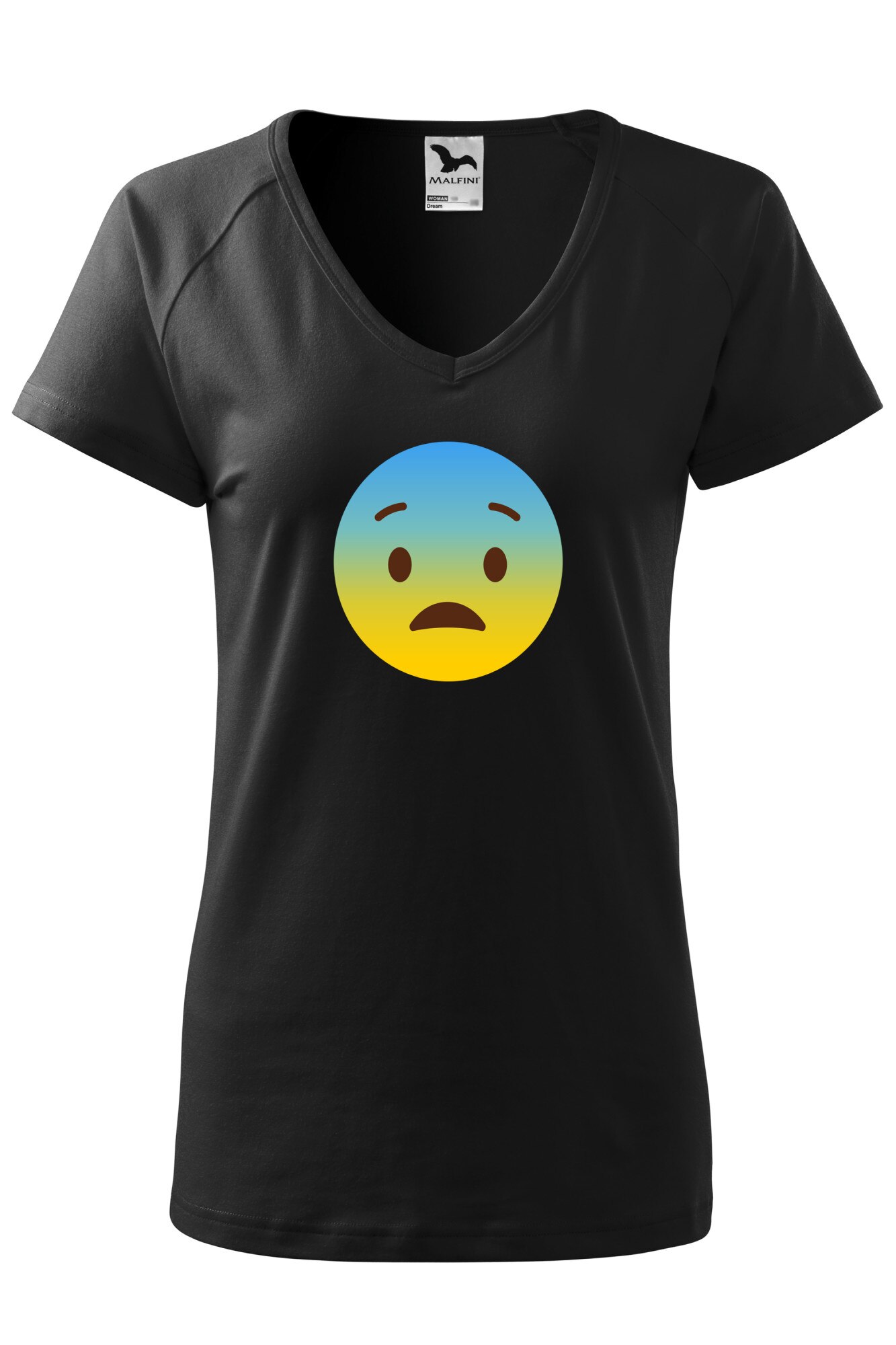 Tricou dama, Malfini, Emoji Scared Face, Negru, XS