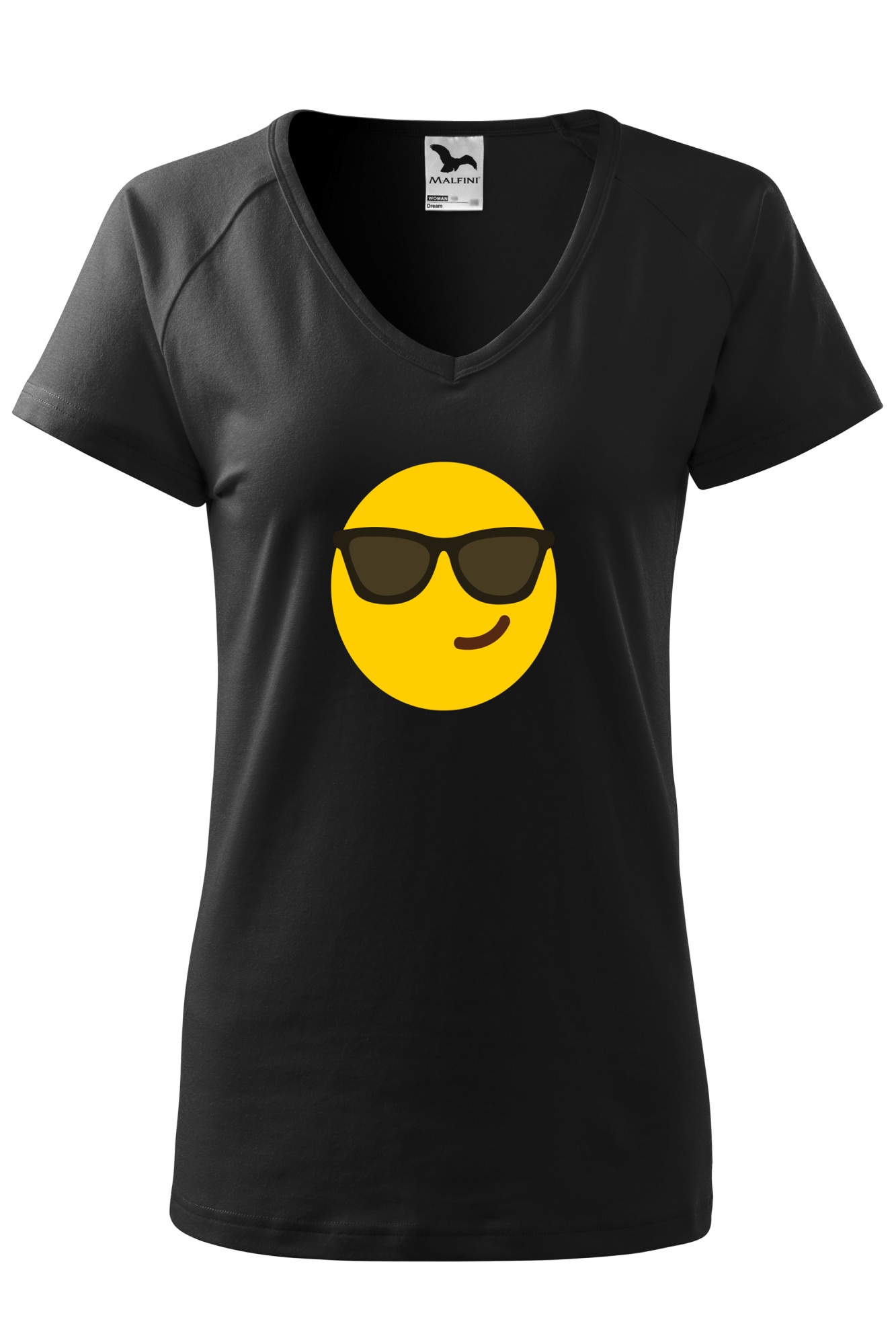 Tricou dama, Malfini, Emoji Cool Face, Negru, XS