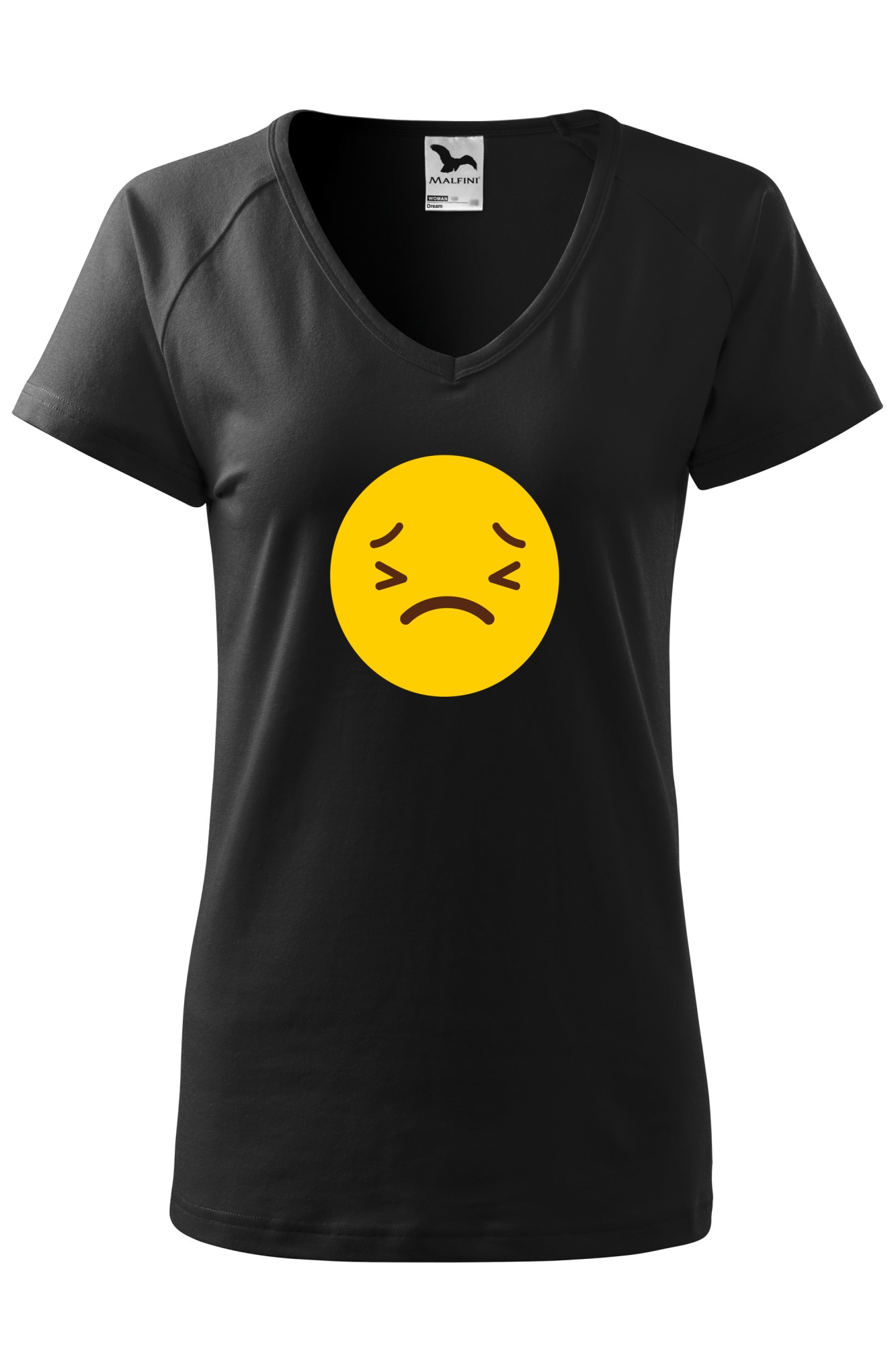 Tricou dama, Malfini, Emoji Depressed Face, Negru, XS