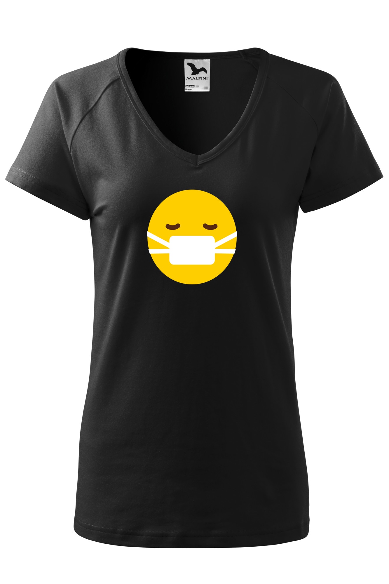Tricou dama, Malfini, Emoji Mask on Face, Negru, XS