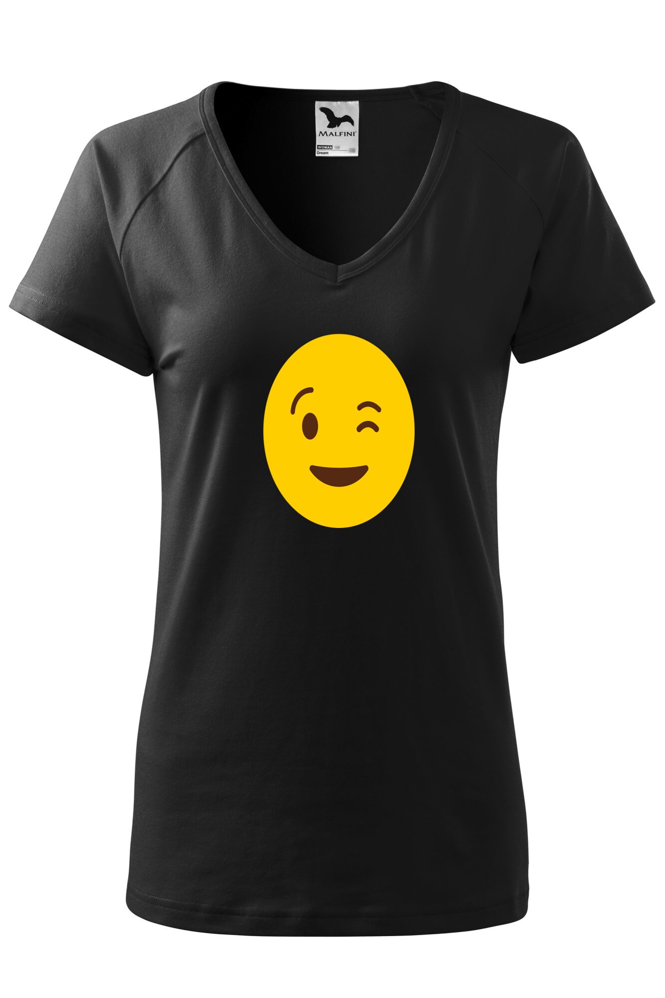 Tricou dama, Malfini, Emoji Ok Pal Face, Negru, XS
