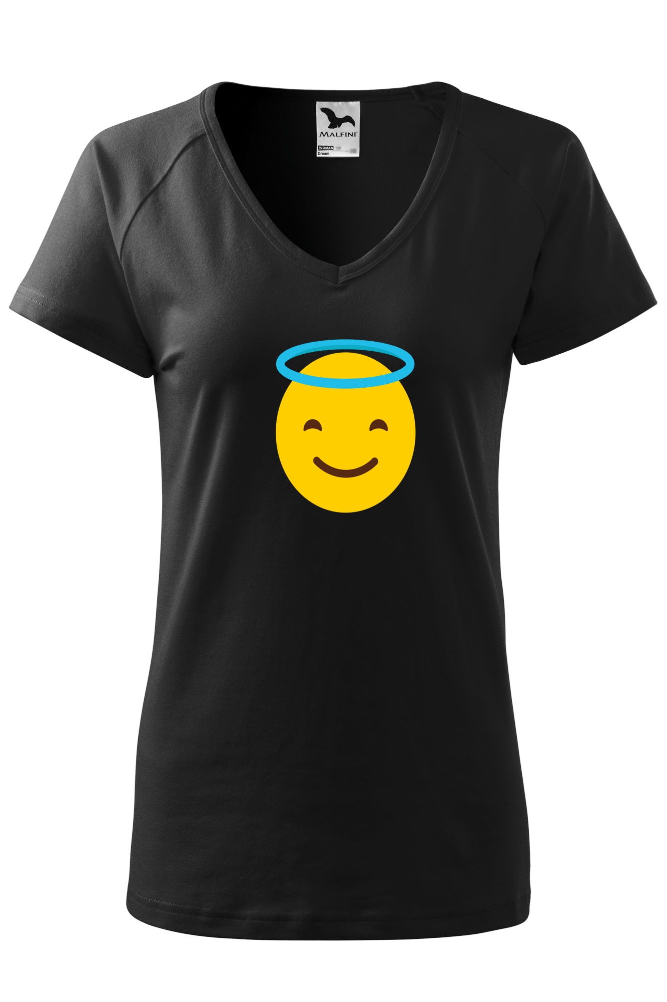 Tricou dama, Malfini, Emoji Angel Face, Negru, XS