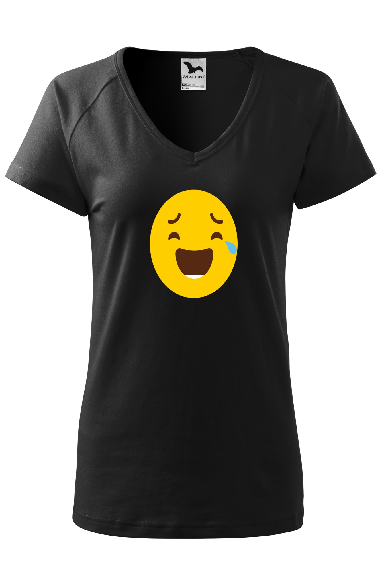 Tricou dama, Malfini, Emoji Laughing with joy Face, Negru, XS
