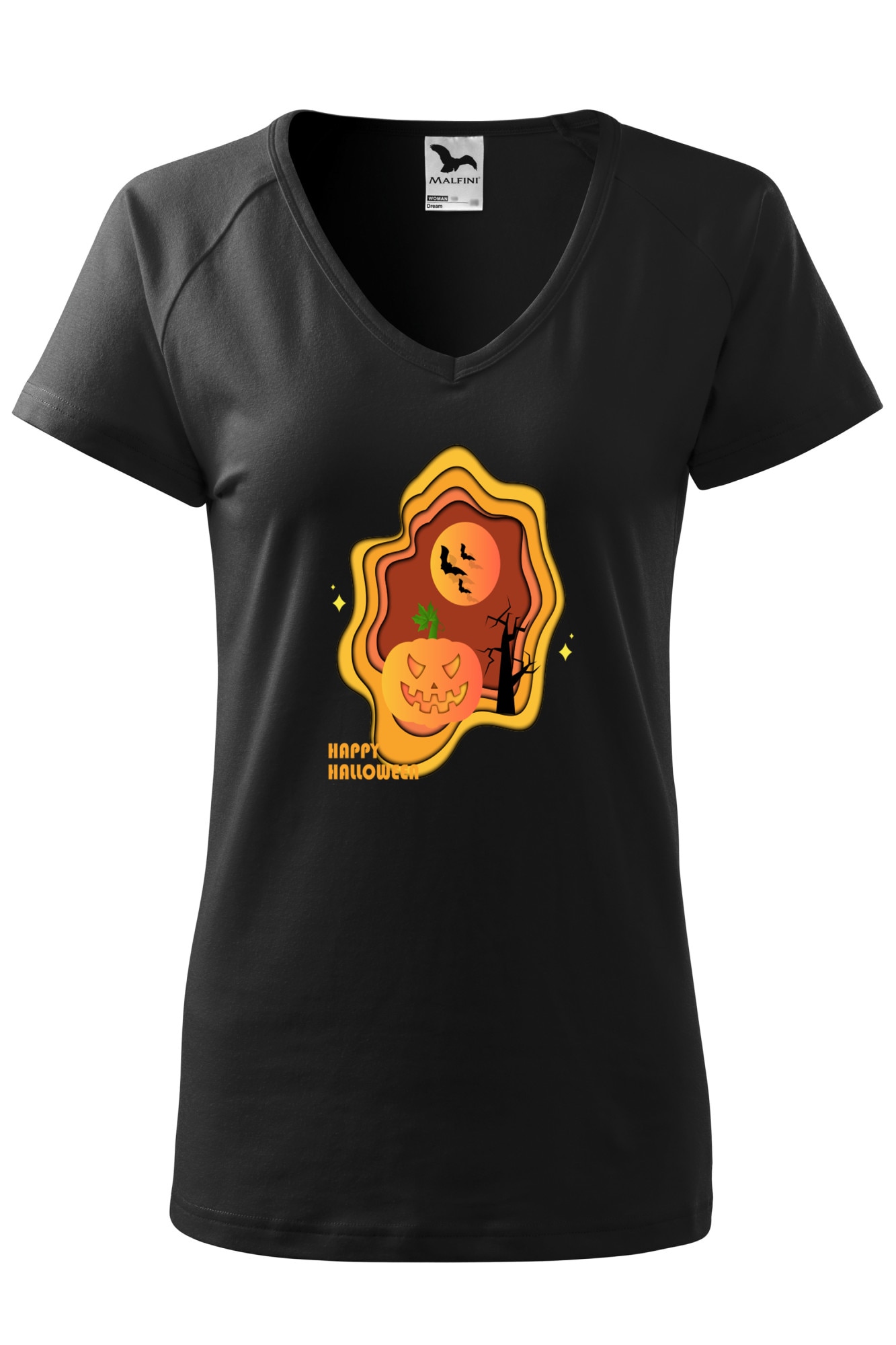 Tricou dama, Malfini, Happy Halloween, Negru, XS