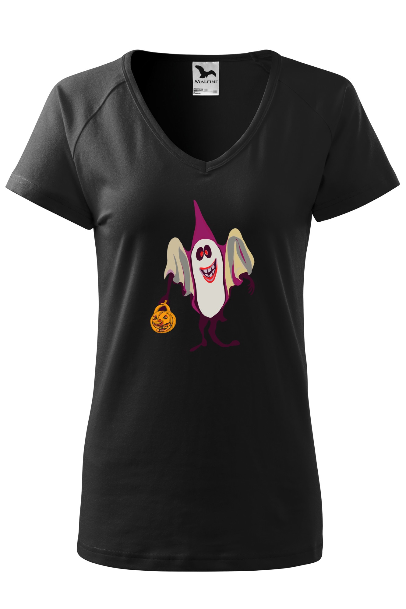 Tricou dama, Malfini, Ghost halloween, Negru, XS
