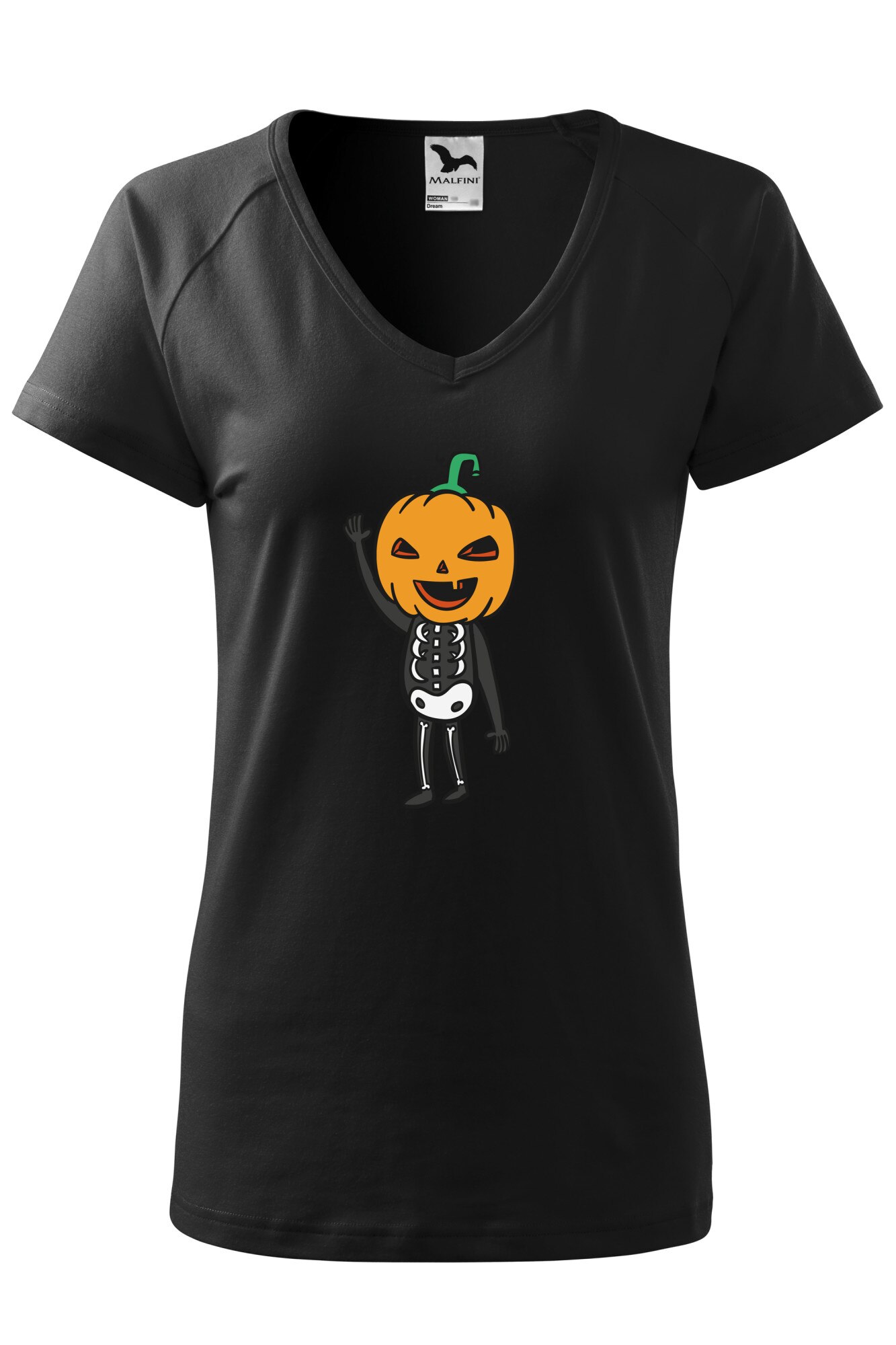 Tricou dama, Malfini, Skeleton halloween, Negru, XS