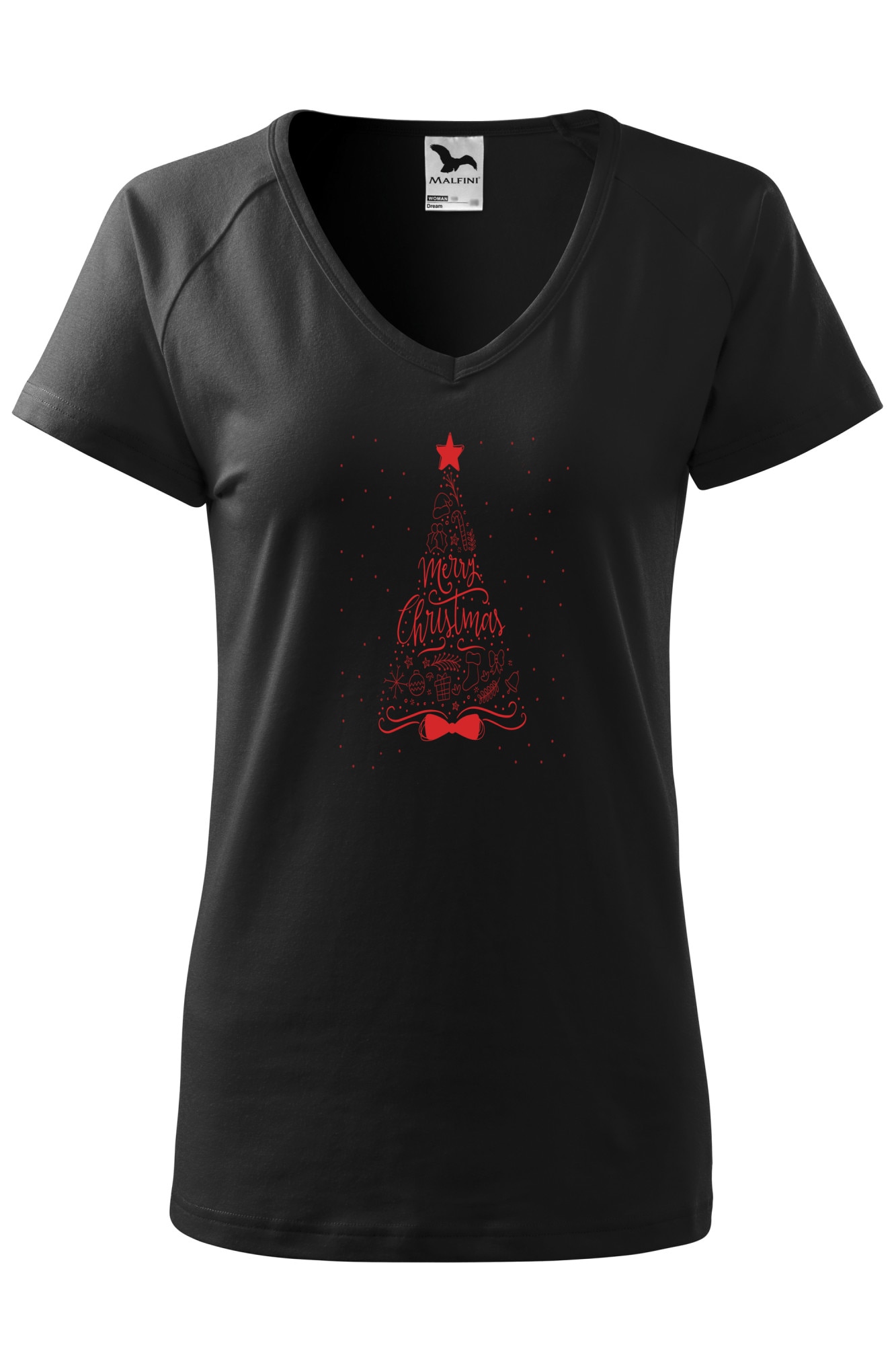 Tricou dama, Malfini, Christmas Tree, Negru, XS