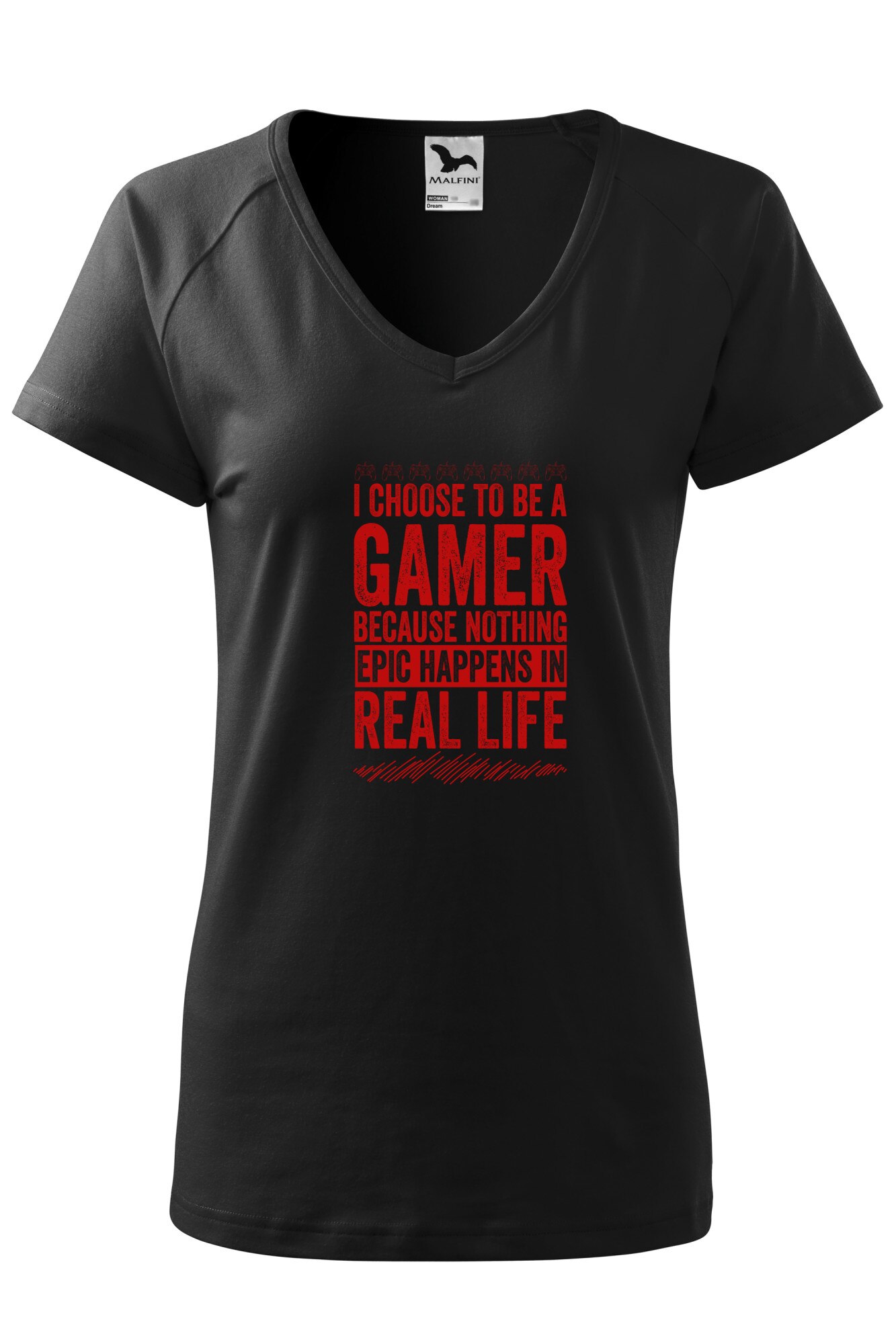 Tricou dama, Malfini, I AM A GAMER, Negru, XS