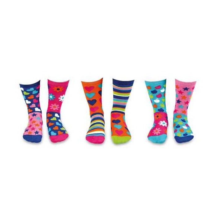 Комплект от 6 броя детски чорапи Oddsocks Hop Skip & Funk многоцветни 30.5-39