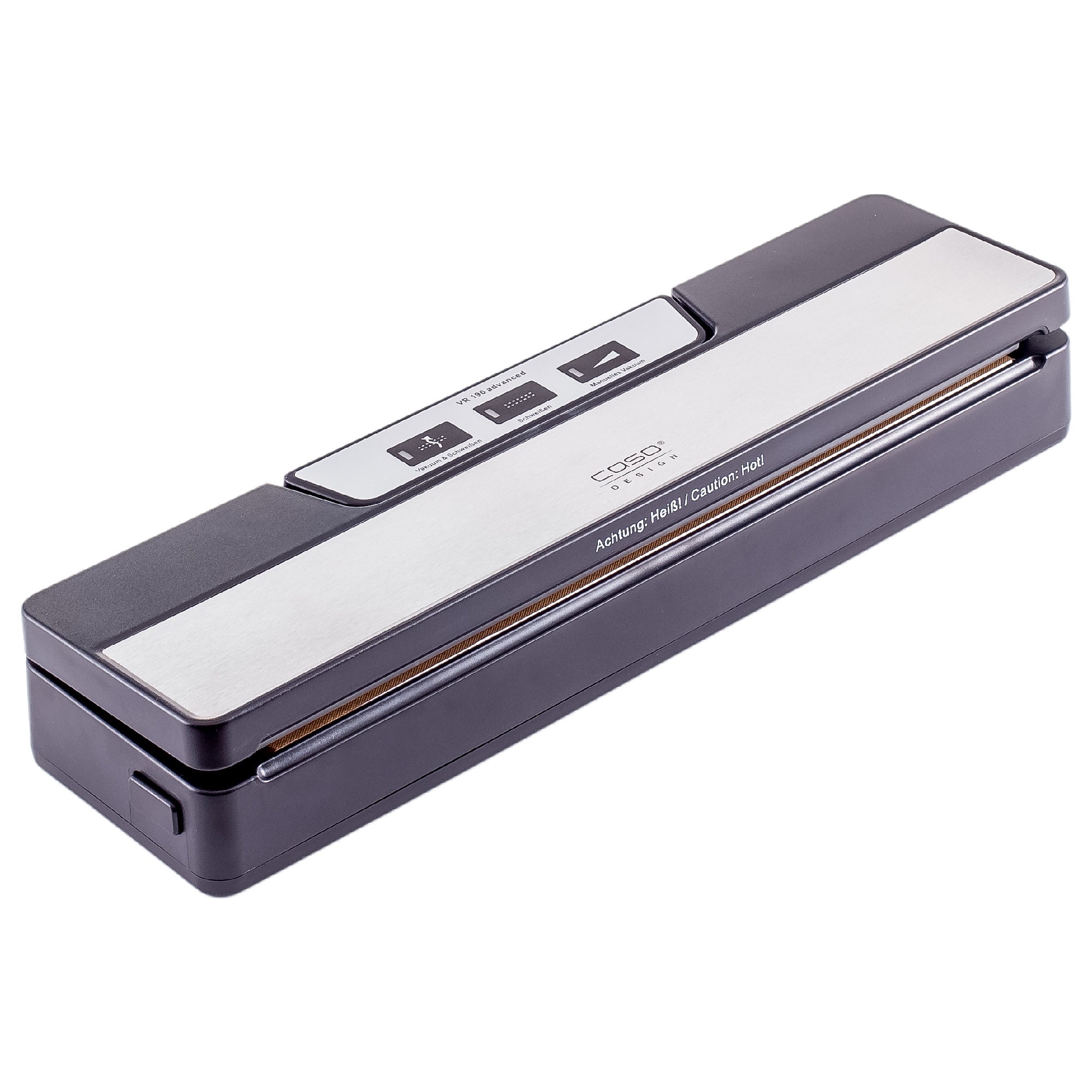 Aparat de vidat Caso Germany, VR 190 Advanced, automat, putere vidare reglabila manual, ideal pentru alimentele sensibile, operare simpla si intuitiva, negru/argintiu