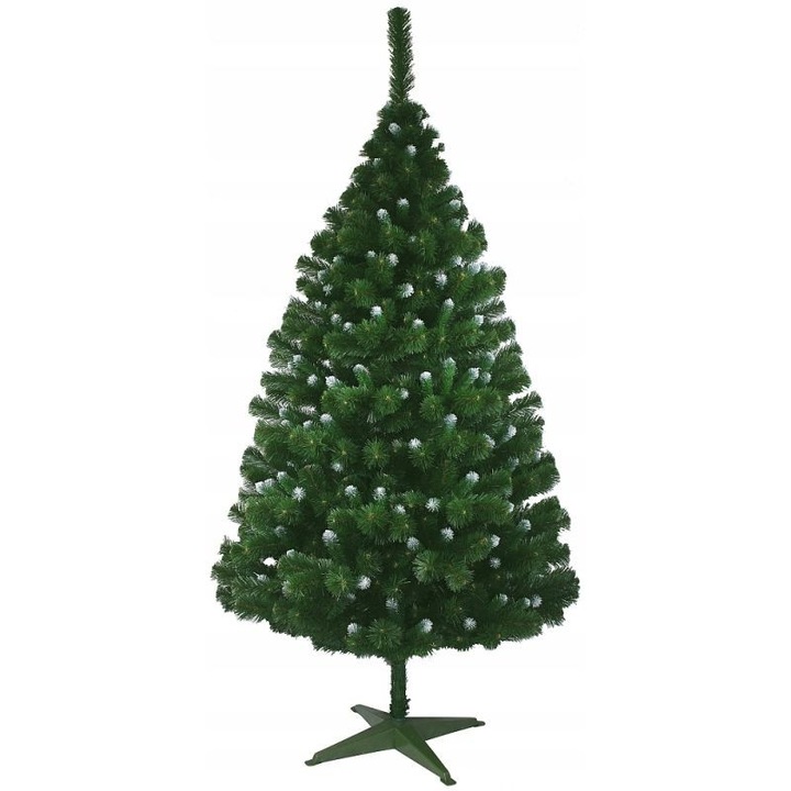 Brad de Craciun artificial, ProCart, aspect pin canadian cu varfuri ninse, inaltime 180 cm, verde