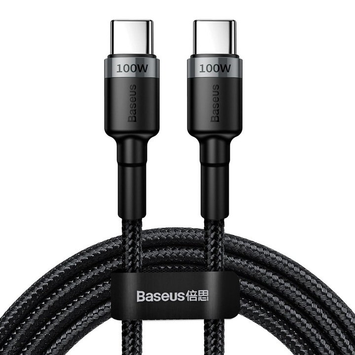 Кабел за данни и зареждане USB-C - USB-C Baseus Coffee, 100W, 2m, сив CATKLF-ALG1