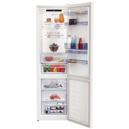 Combina frigorifica Beko RCNA406E40DZWN, 362 l, NeoFrost Dual Cooling, Display touch control, Raft sticle, Clasa A++, H 203 cm, Alb