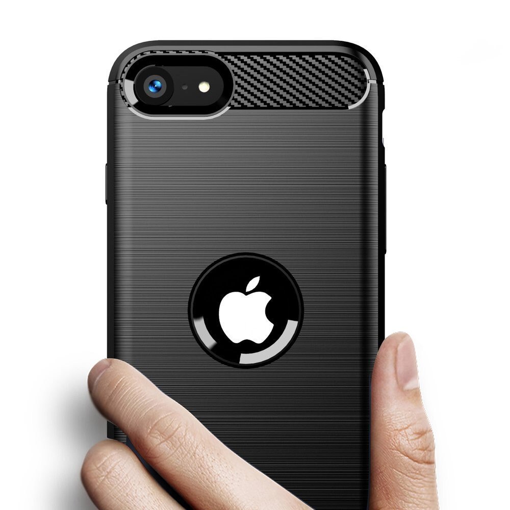 Husa telefon, Graffistore, Compatibil cu iPhone SE 2020, silicon Forcell Carbon Fiber neagră