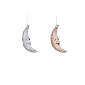 Ornament cu agatatoare luna, crem/argintiu, 15x38 cm Ornament cu agatatoare luna, crem/argintiu, 15x38 cm