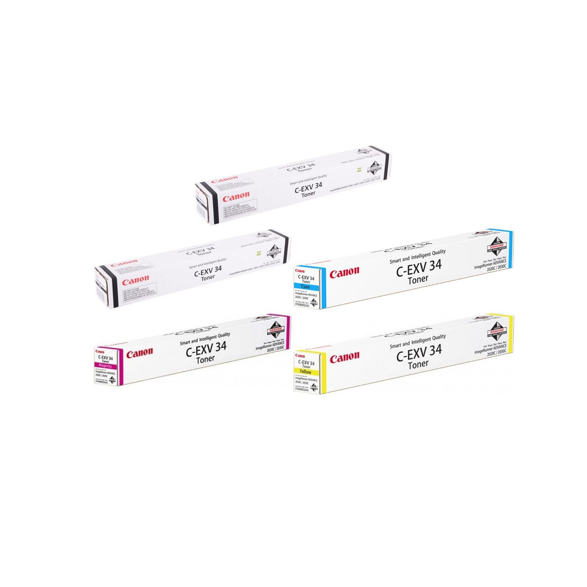 Pachet cartuse toner C-EXV34BK negru x2 C-EXV34C cyan C-EXV34M magenta C-EXV34Y galben Canon original 103000 pagini