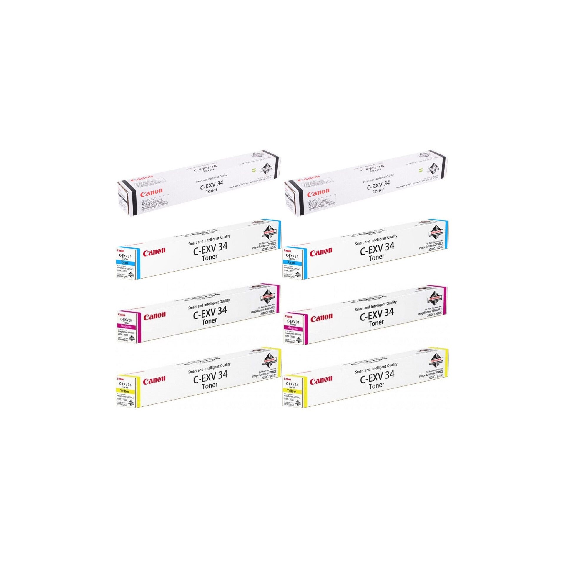 Pachet cartuse toner C-EXV34BK negru x2 C-EXV34C cyan x2 C-EXV34M magenta x2 C-EXV34Y galben x2 Canon original 160000 pagini