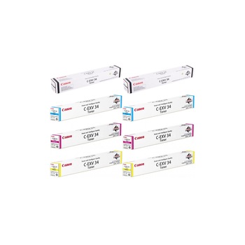 Pachet cartuse toner C-EXV34BK negru x2 C-EXV34C cyan x2 C-EXV34M magenta x2 C-EXV34Y galben x2 Canon original 160000 pagini Pachet cartuse toner C-EXV34BK negru x2 C-EXV34C cyan x2 C-EXV34M magenta x2 C-EXV34Y galben x2 Canon original 160000 pagini