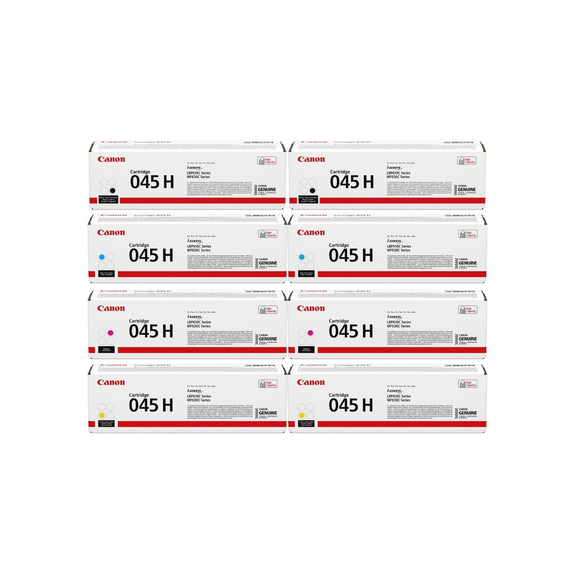Pachet cartuse toner CRG-045HBK negru x2 CRG-045HC cyan x2 CRG-045HM magenta x2 CRG-045HY galben x2 Canon original 18800 pagini