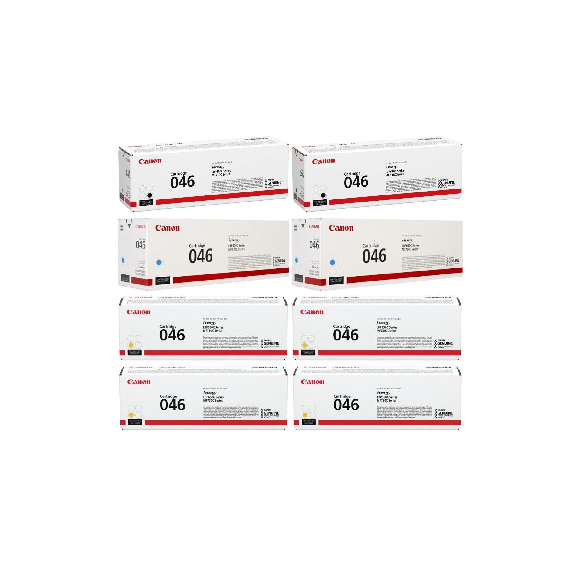 Pachet cartuse toner CRG-046BK negru x2 CRG-046C cyan x2 CRG-046M magenta x2 CRG-046Y galben x2 Canon original 18200 pagini