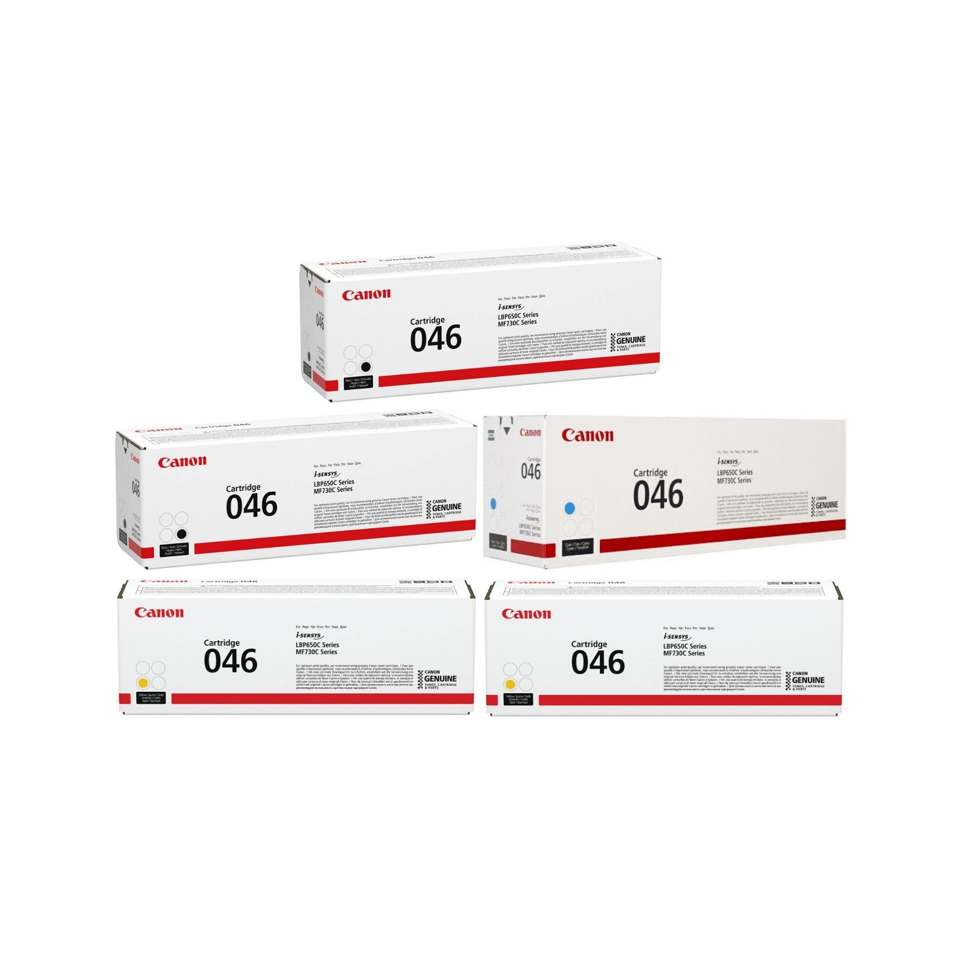 Pachet cartuse toner CRG-046BK negru x2 CRG-046C cyan CRG-046M magenta CRG-046Y galben Canon original 11300 pagini