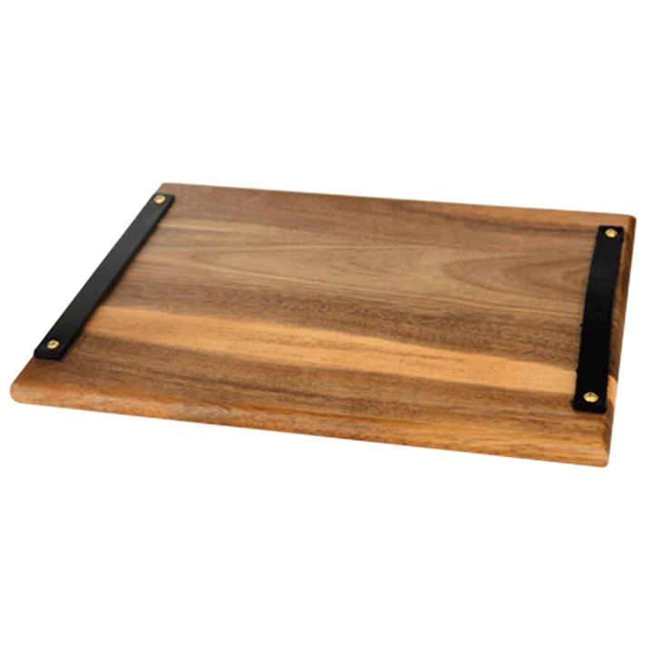 Platou servire cu maner RAKI lemn acacia 38x23cm