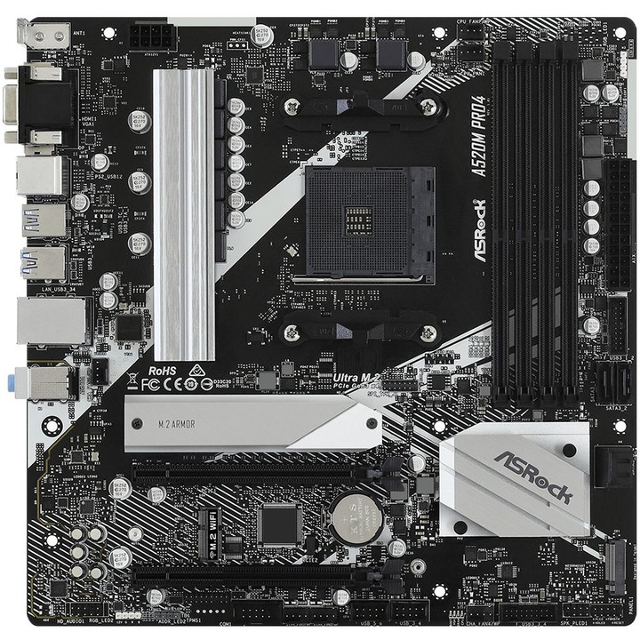 Дънна платка ASRock A520M Pro4, Socket AM4