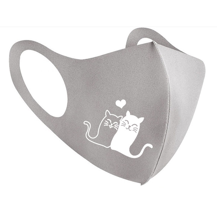 Szeress! - 3D fazonú felnőtt dizájn szájmaszk, szürke