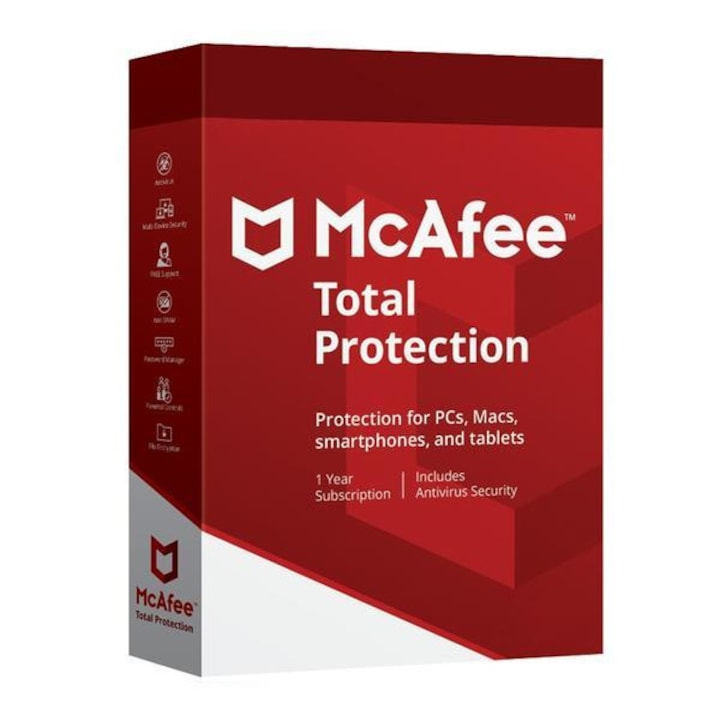 McAfee Total Protection 2022 – 10 dispozitive / 1 an