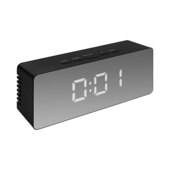 Ceas electronic alarma 12/24h , Oglinda, Modern, Functia termometru °C/°F, USB, Negru Ceas electronic alarma 12/24h , Oglinda, Modern, Functia termometru °C/°F, USB, Negru