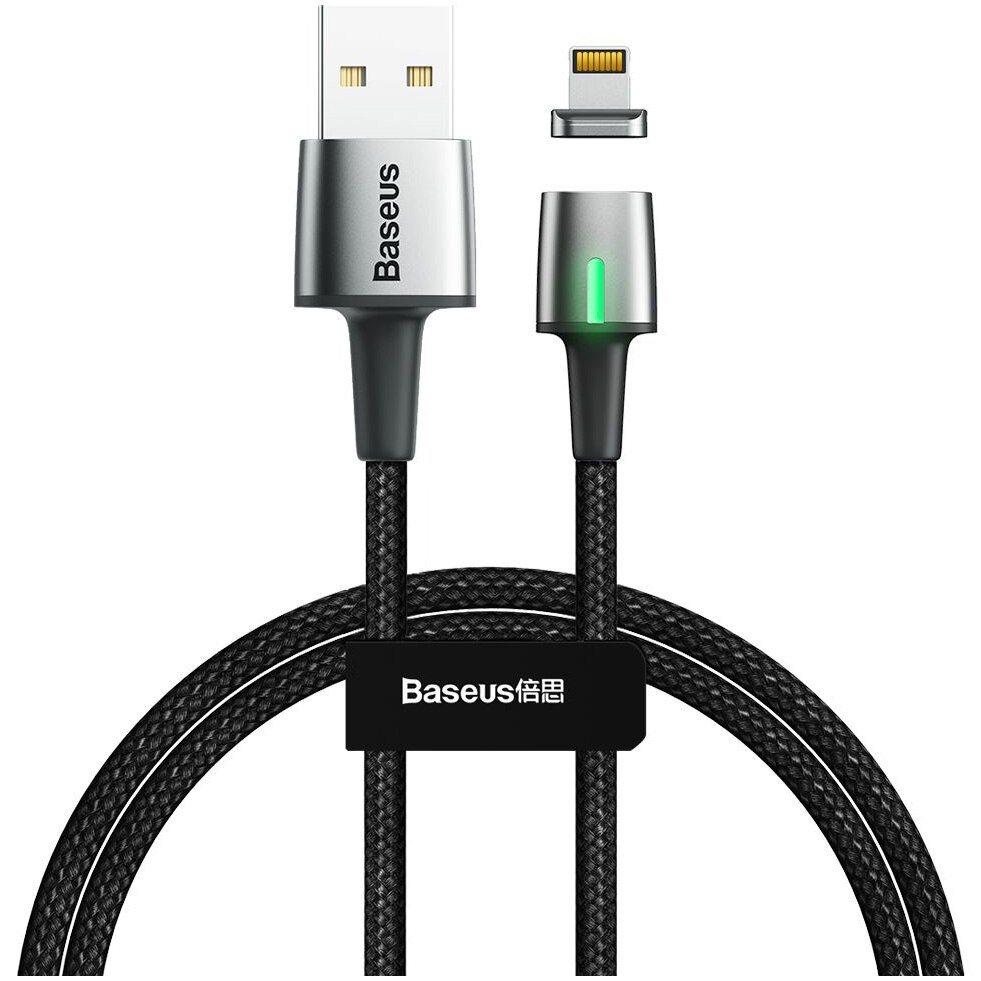 Cablu de date Baseus Zinc Magnetic USB Lightning, 1m, 2.4A, Black