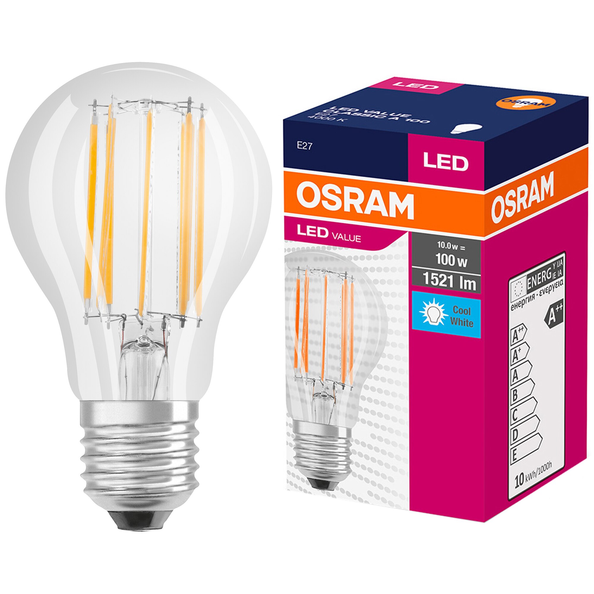 Bec LED Osram, E27, 10W (100W), 1521 lm, lumina neutra (4000K)
