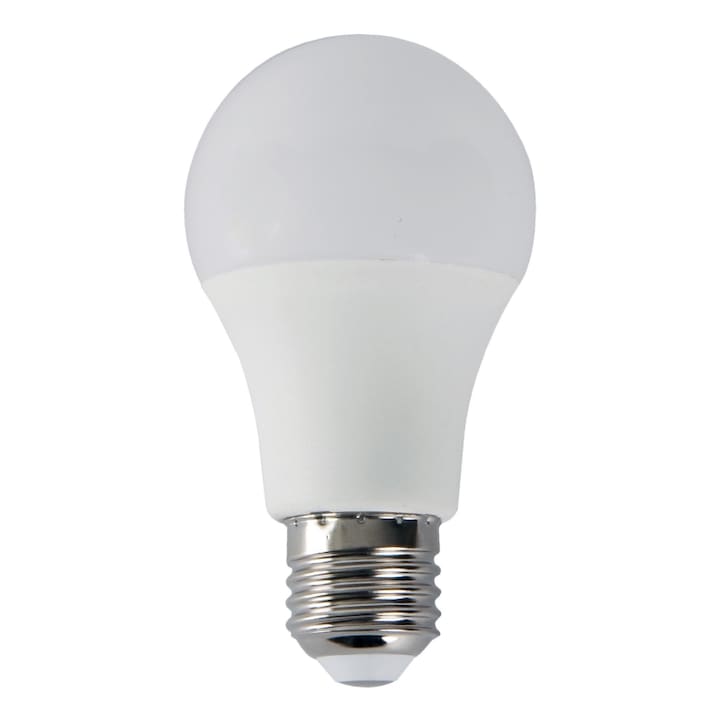 Bec LED Comtec, aluminiu+PBT, E27, 7W, 25000 de ore, lumina calda, clasa energetica F