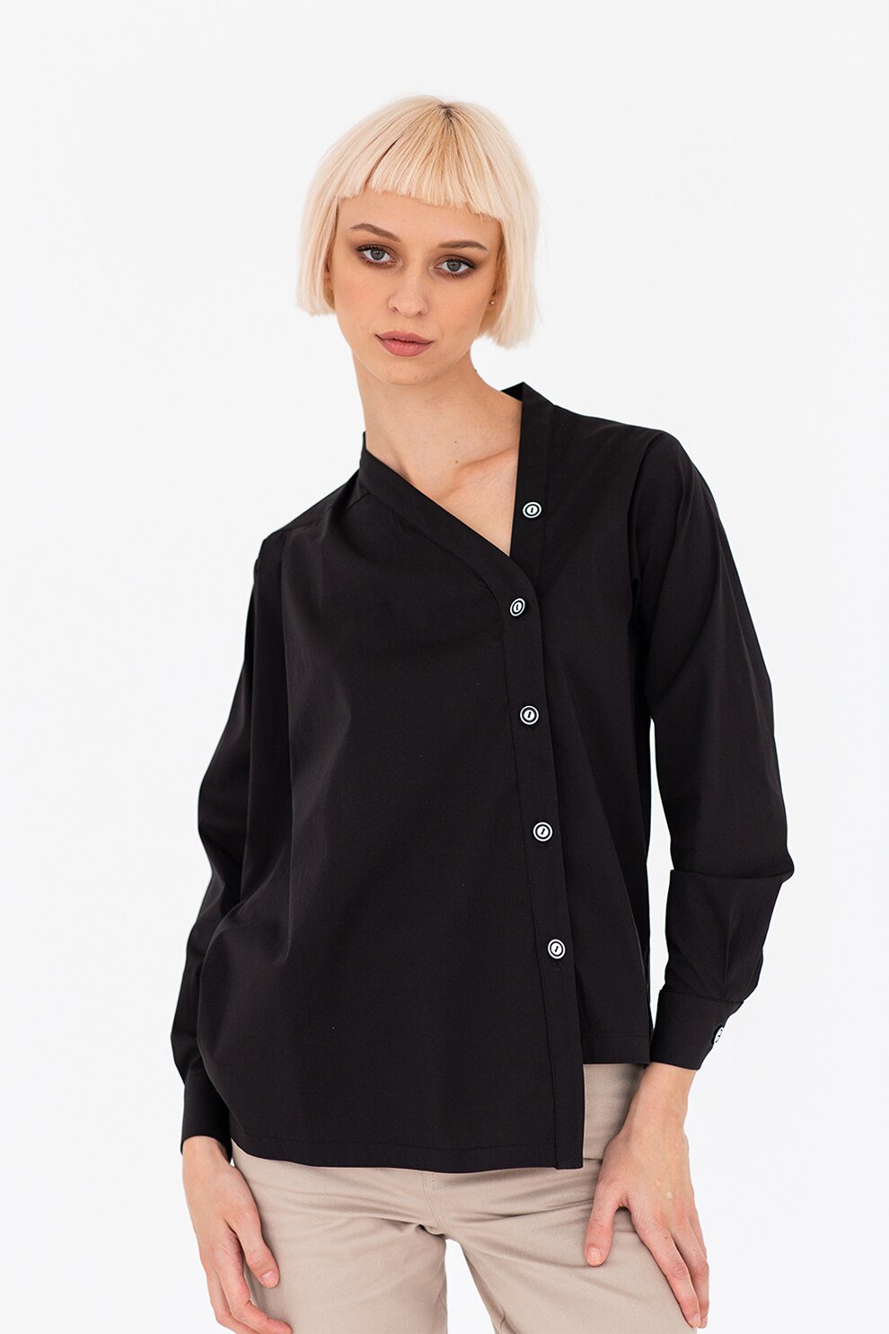 UNDRESS, Camasa cu model asimetric, Negru, XS