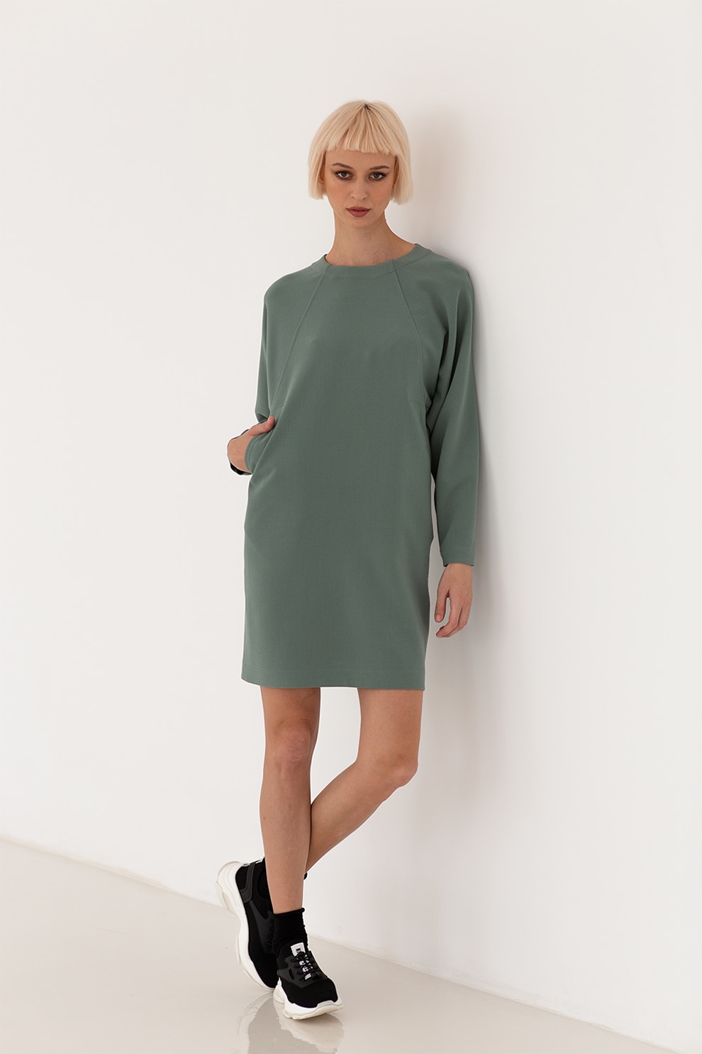 UNDRESS, Rochie sport cu maneci raglan, Verde menta
