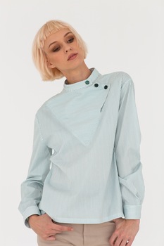 Undress, Bluza tip tunica cu nasturi contrastanti, Alb/verde Undress, Bluza tip tunica cu nasturi contrastanti, Alb/verde