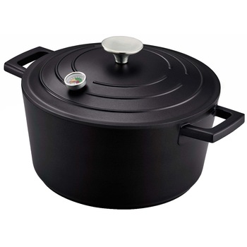 Cratita cuptor rotunda Kitchen Fun Ragu, inductie, invelis ceramic, termometru, 24 cm Cratita cuptor rotunda Kitchen Fun Ragu, inductie, invelis ceramic, termometru, 24 cm