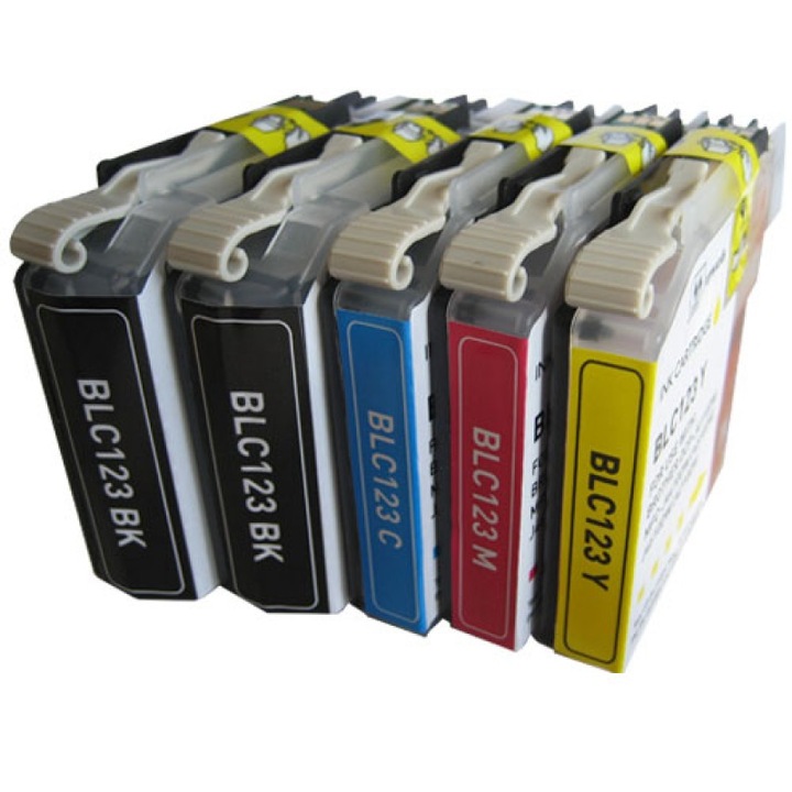 Set 5 buc cartuse cerneala, HQ, compatibil Brother, XL LC123 BROTHER LC121/123XL /BK/BK/C/M/Y, DCP-J132W, DCP-J552DW, DCP-J152W, MFC-J470DW, MFC-J650DW, MFC-J870DW, MFC-J245, MFC-J6520DW, MFC-J4410DW, MFC-J4510DW, MFC-J4610DW, DCP-J172W