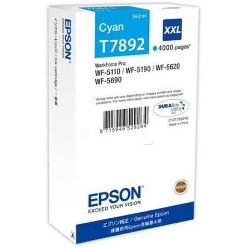 Cartus Original Pentru imprimanta Epson Cyan T7892, WORKFORCE PRO WF 5110 DW , WORKFORCE PRO WF 5190 DW , WORKFORCE PRO WF 5620 / DWF , WORKFORCE PRO WF 5690 DWF