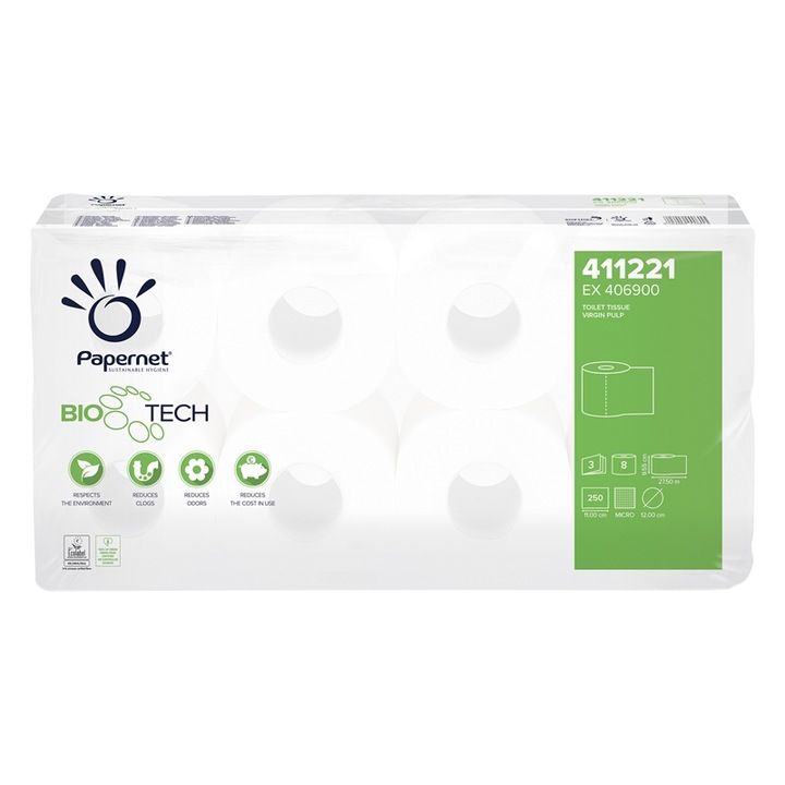 Hartie igienica, Papernet, Bio tech, 8 buc
