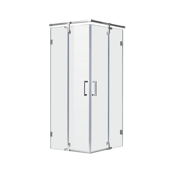 Cabina de dus patrata Romstal Zeya Colorado 79CD3598, 2 usi batante, geam transparent, sticla securizata, 6mm, 80x80x190cm, profil crom
