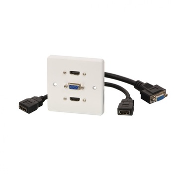 Priza cu 2 x HDMI v1.4 Full HD + 1 x VGA, Lindy L60223 Priza cu 2 x HDMI v1.4 Full HD + 1 x VGA, Lindy L60223